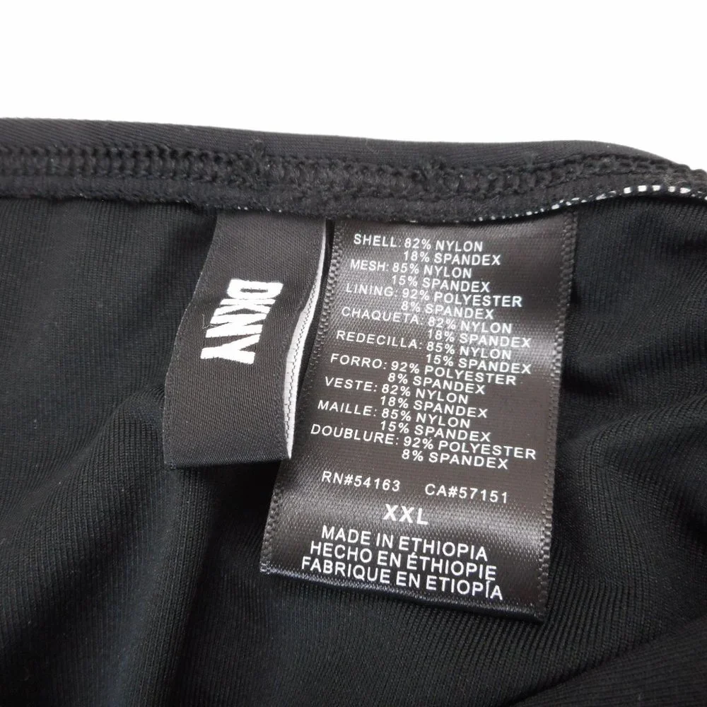 DKNY Women's Size 2XL Halter Shirred Waist One-piece Swimsuit Solid Black NWT - Picture 6 of 6